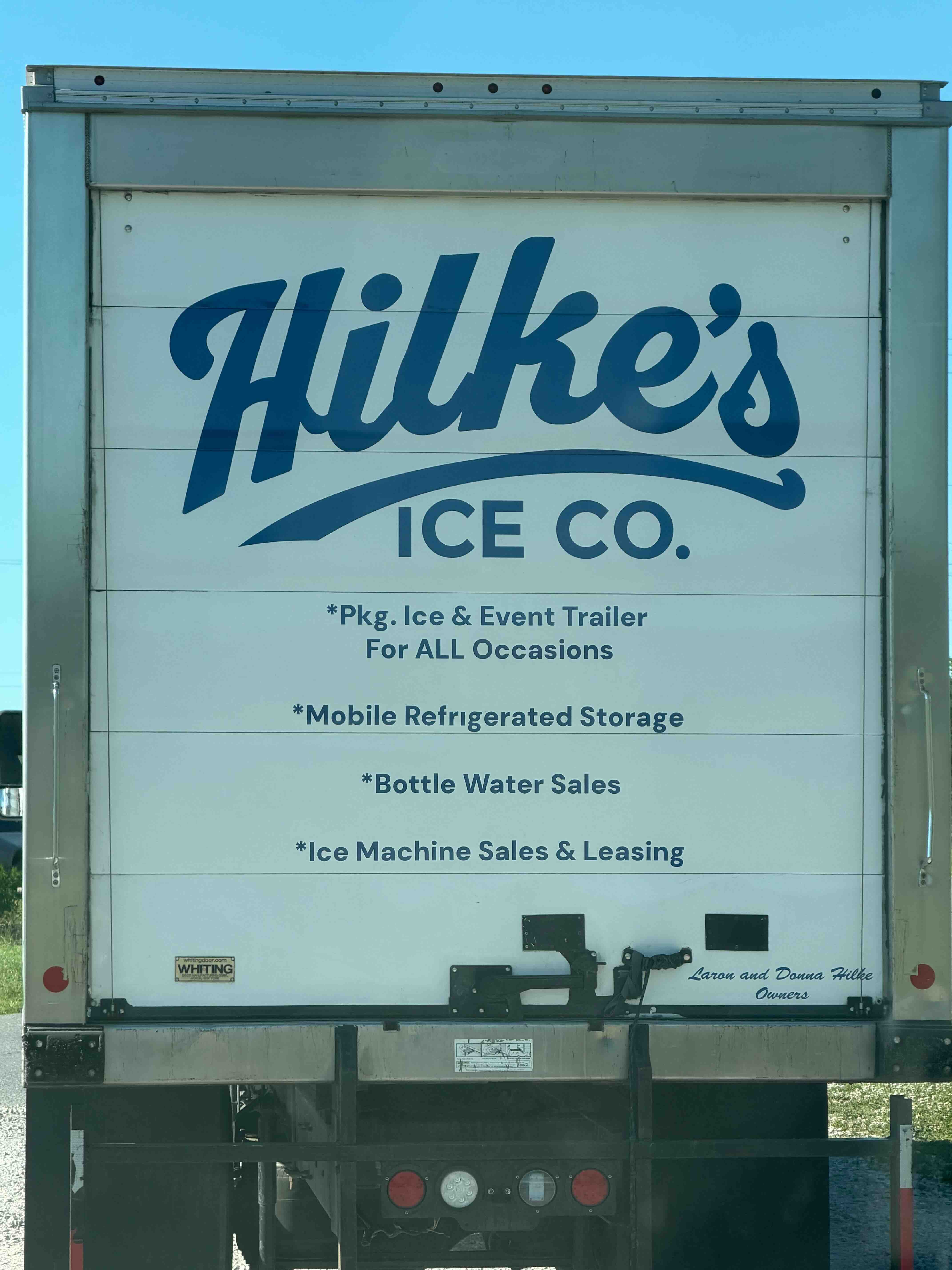 Rear of a Hilke's refrigerated trailer with the new branding